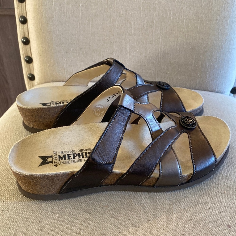 Mephisto Air Relax Leather Cork Slip On Sandals Brown Size 10 (40)